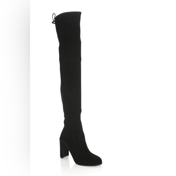 Stuart Weitzman Women's Black Nappa Stretch Suede Leather Over-The-Knee Boots - Picture 5 of 16